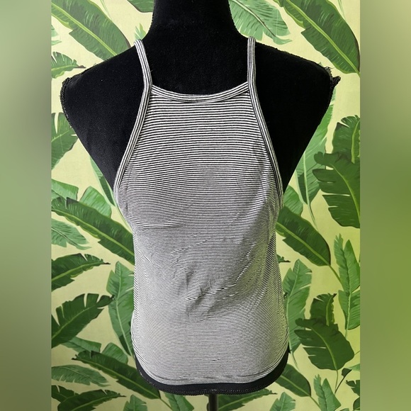 American Eagle Striped High Neck Tank Top Size L black and white - Picture 4 of 6